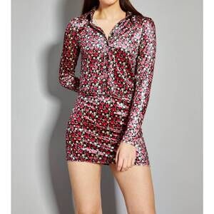 NEW GLAMOROUS floral velvet shirt in pink floral